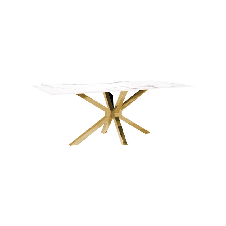 Eettafel Websy rechthoekig - Wit met gouden -